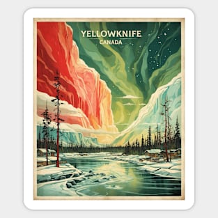 Yellowknife Canada Aurora Borealis Vintage Poster Tourism Sticker
